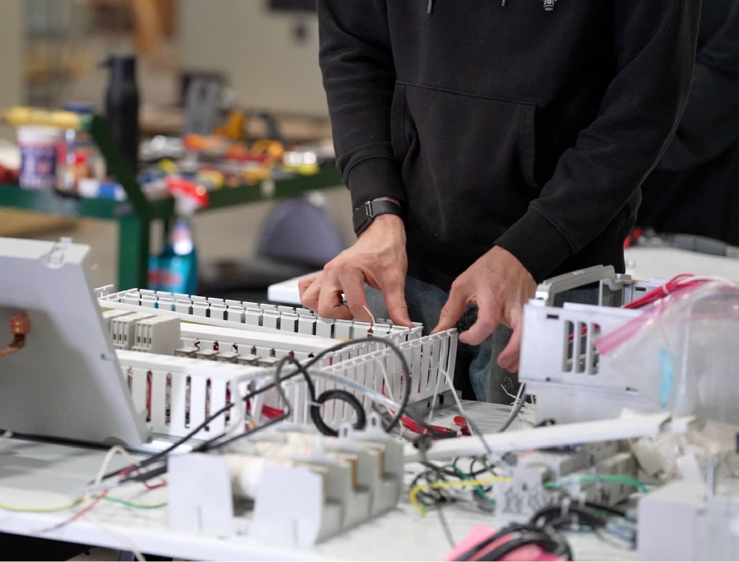 A process controller being assembled.
